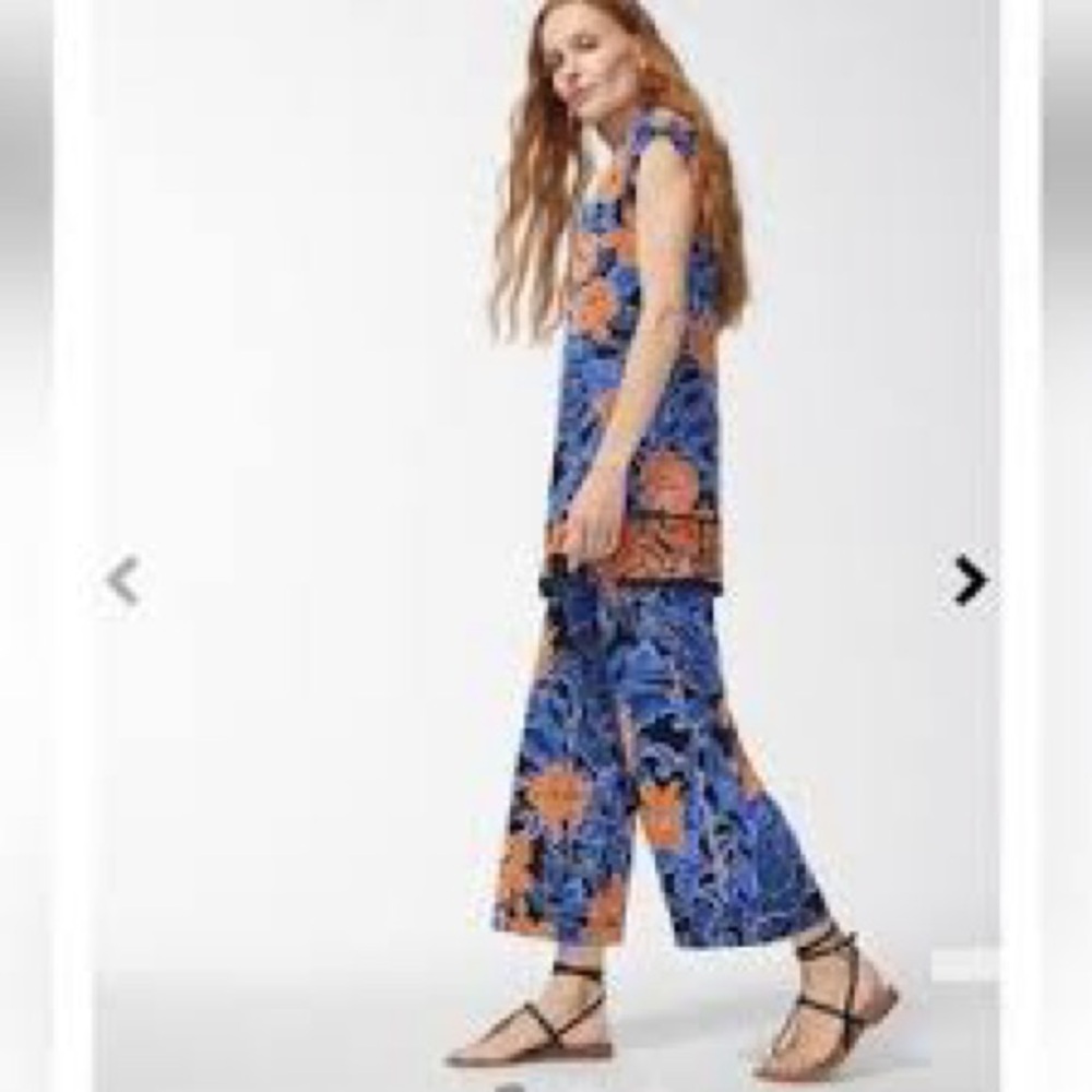 Chico’s Floral Blue and Orange Pants Set